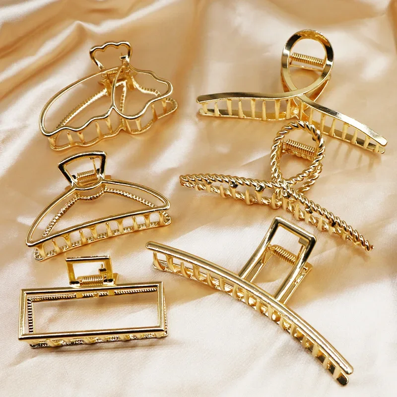 Simple Gold Hair Claw Clip Butterfly Geometric Hair Clip Claw Clamp for Girls Headwear Women Hair Accessories