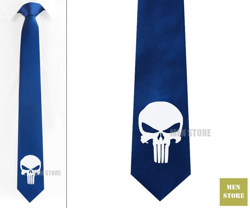 The Punisher Skull Ghost Men Jacquard Woven Skinny Narrow 2.3" Necktie 6 cm Neckwear Wedding Party Groom Tie Cufflink LK020M