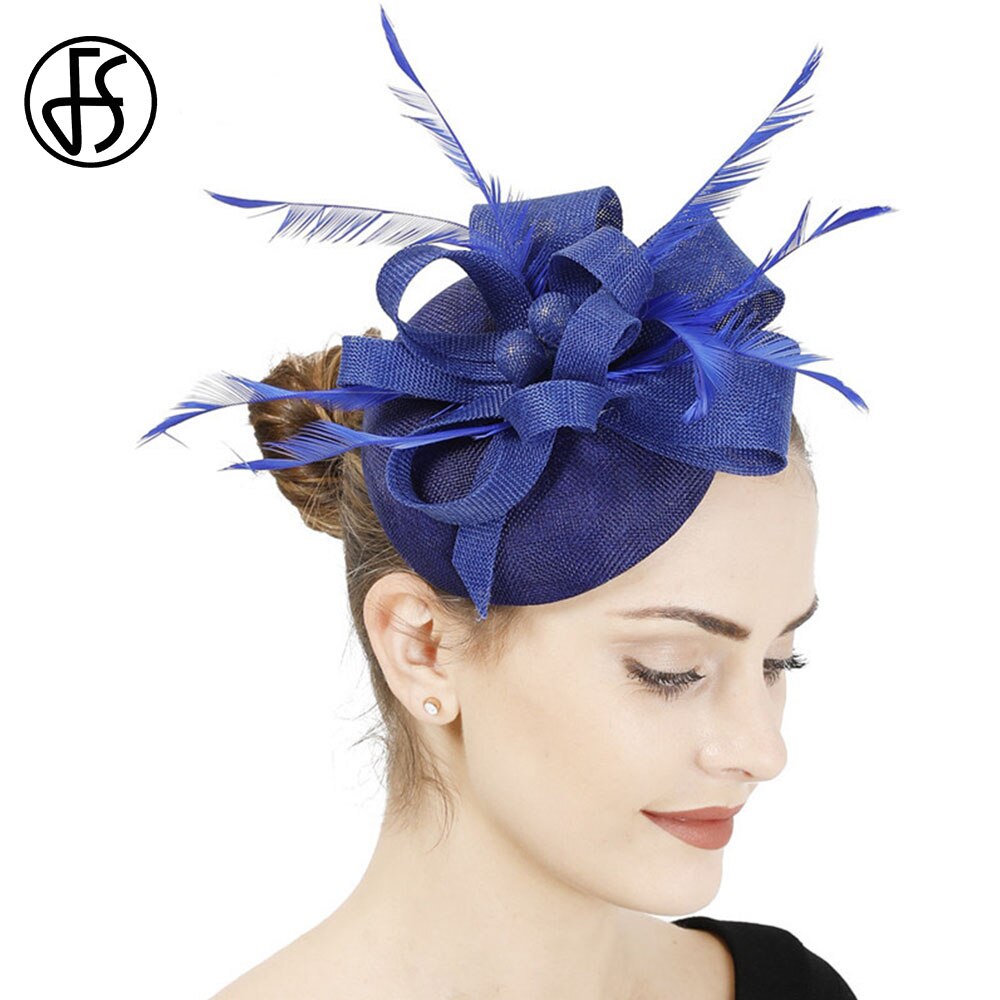 Fs Vrouwen Vintage Kerk Hoed Tovenaar Grote Derby Rose Rode Hoofdband Veer Mesh Party Hoeden Cocktail Grote Bruiloft Hoeden Fedora