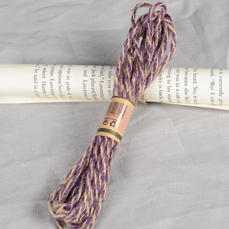 10 Meters Natural Burlap Jute Double Color Twine Cord Hemp Rope Party Wedding Wrapping Cords Thread DIY Home Craft Decor: Purple