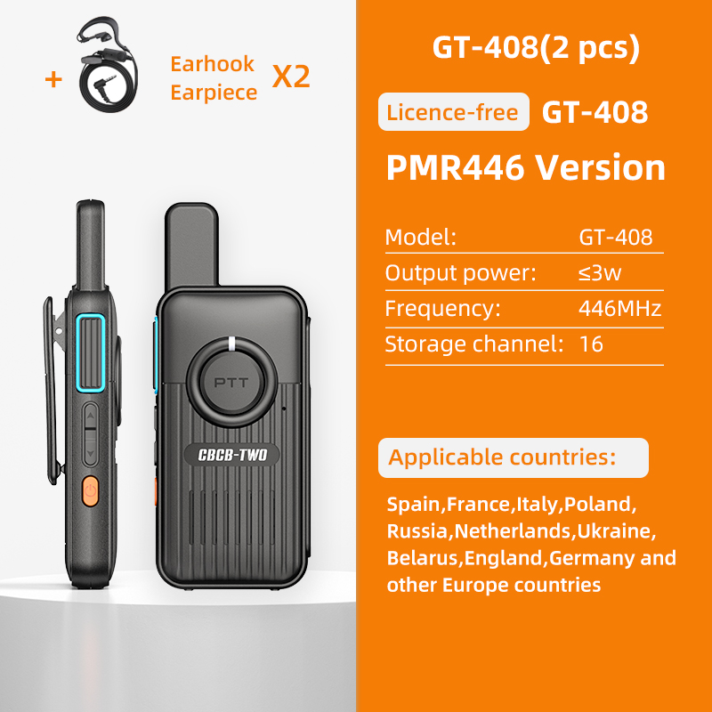 CBCBTWO GT-408 Mini Walkie Talkie And Light Body Radio Communicator for One Day Restaurant Commuting Plastic Surgery Hospital: Blue