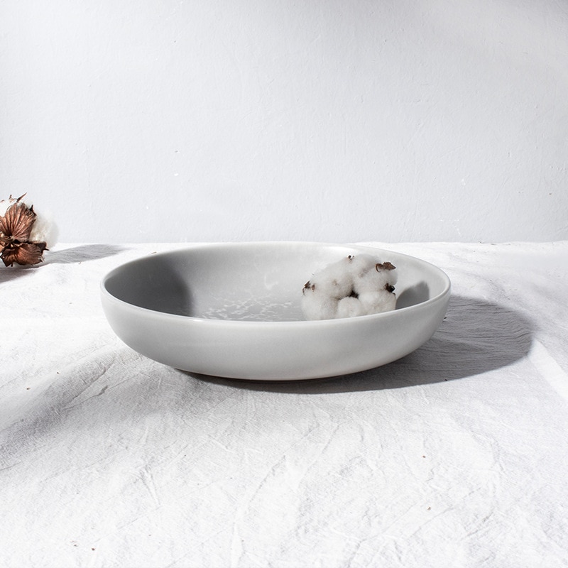 Nordic Eenvoudige Keramische Servies Ronde Grijs Marmer Servies Restaurant Fruit Salade Dessert Kommen En Borden Set Keuken Bar