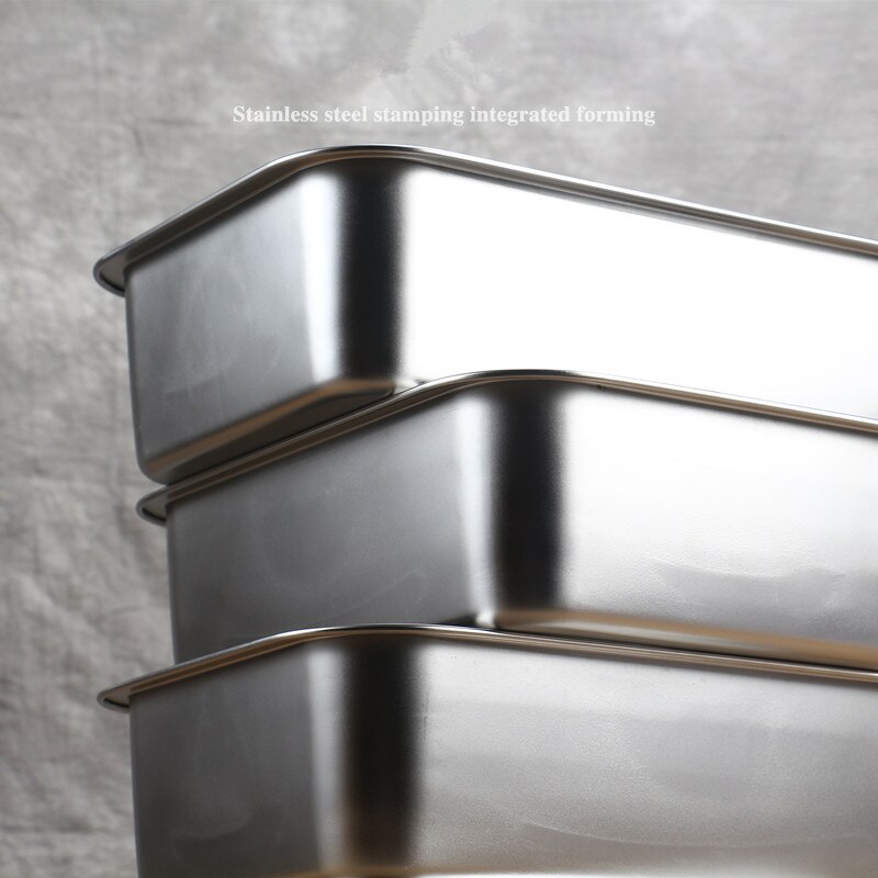 304 stainless steel buffet plate vegetable plate fruit plate barbecue plate Food plate Flat Bottom rectangle Basin Have Lid