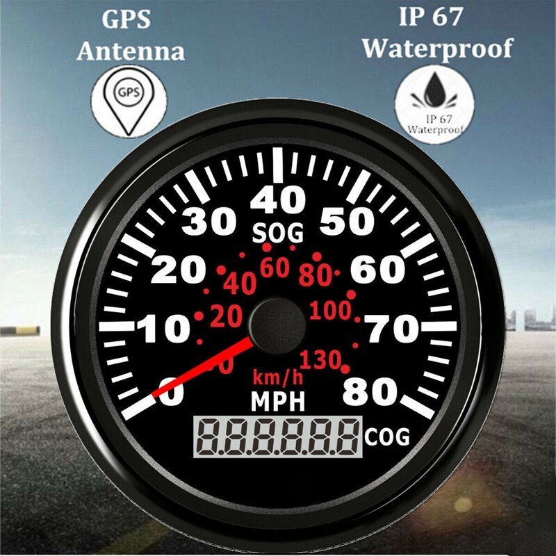 Universel gps speeeter hastighedsmåler 0-80 mph til motorcykel båd yacht fartøj 9-32v til yamaha til honda
