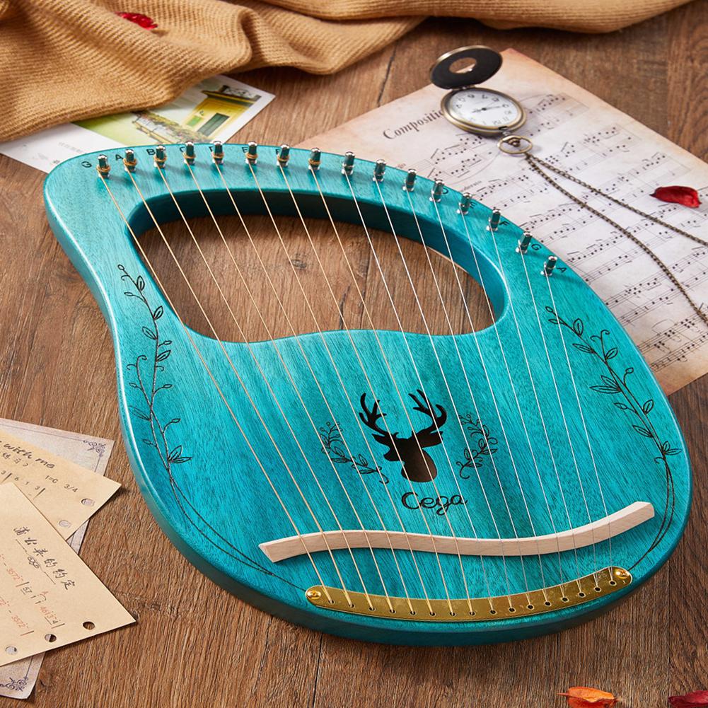 Caja de arpa de Lira de madera de 16 cuerdas, instrumento de cuerda con llave de afinación, 3 uds., púas, instrumentos de cuerda