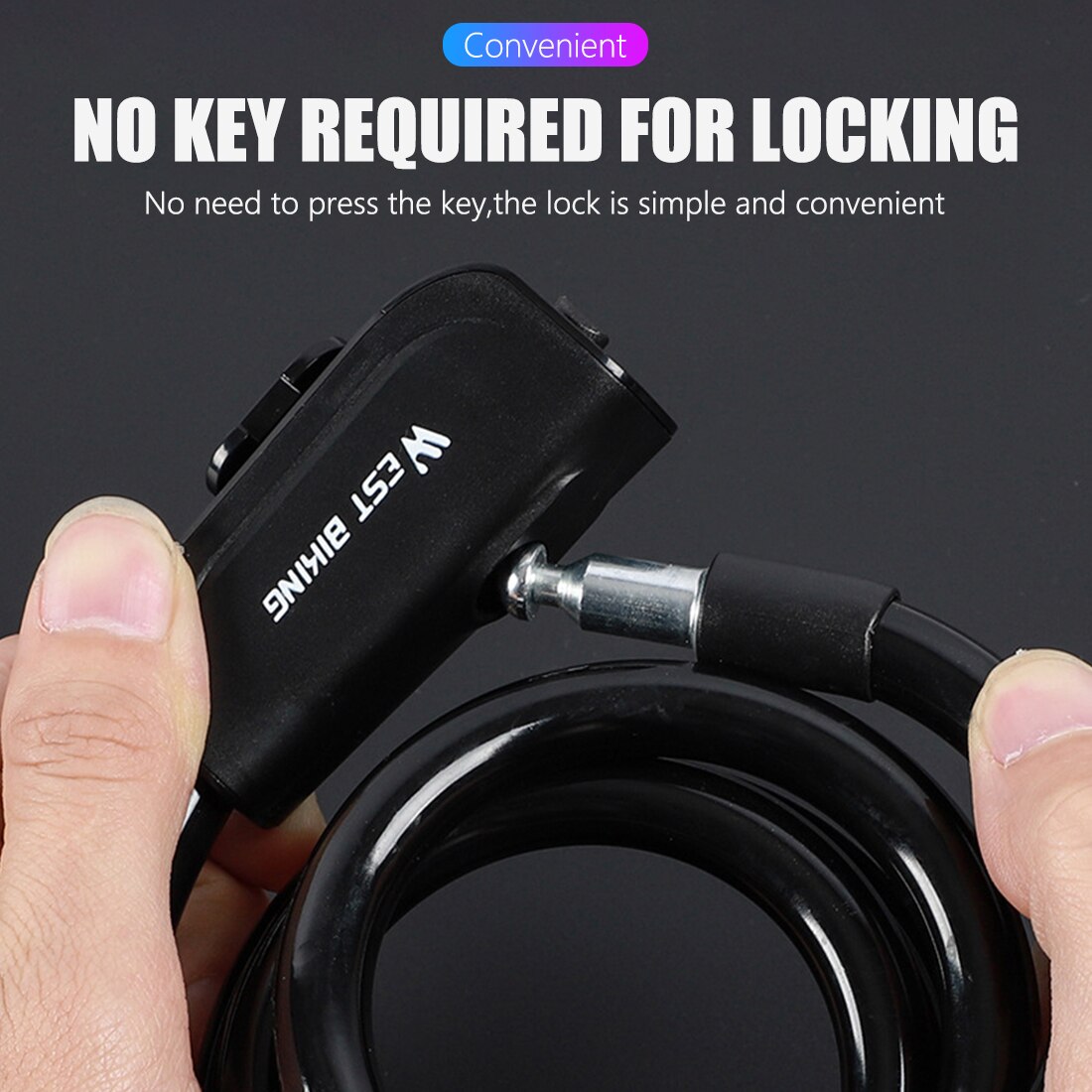 1.2M Bicycle Steel Lock PVC Cable Anti-theft Riding Lock Portable Lengthened Bold Mountain Bike Bike Lock