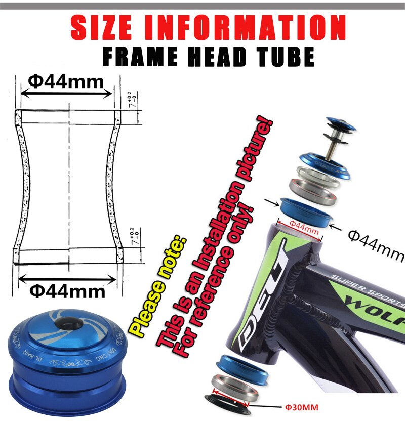 DH FR-piñón fijo para bicicleta de montaña, sin rosca, 44x28,6mm (1-1/8 "), 2 rodamientos, accesorios dorados