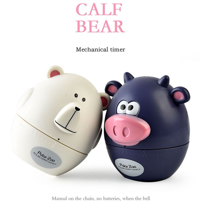 Kitchen Timer Cartoon Animal Cow Bear 55 Minute Timer Easy Operate Kitchen Cooking Helper Kitchen Accessories Home Decoration