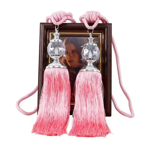 1Pc Tassel Hanging Pendant Decorative Curtains Accessories Key Tassels For Curtain Tieback DIY Craft Tassel Fringe: Pink