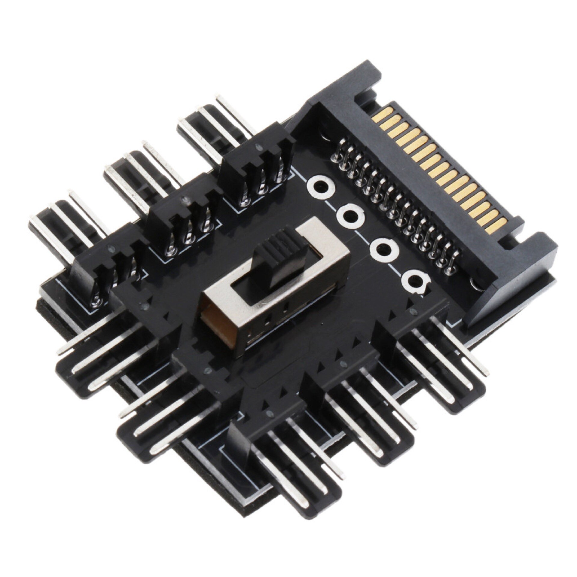 4 -nastainen/sata-sovitin tuulettimen napa 1 to 8 3 nastainen pwm sata molex -jakaja pc kaivoskaapeli 12v virtalähde jäähdytin jäähdytysnopeuden säädin