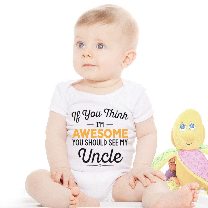 Zomer Baby Rompertjes Awesome Oom Letters Korte Mouw Baby Meisjes Kleding Jumpsuits Kinderen Zomer 0-24M Pasgeboren Baby outfits