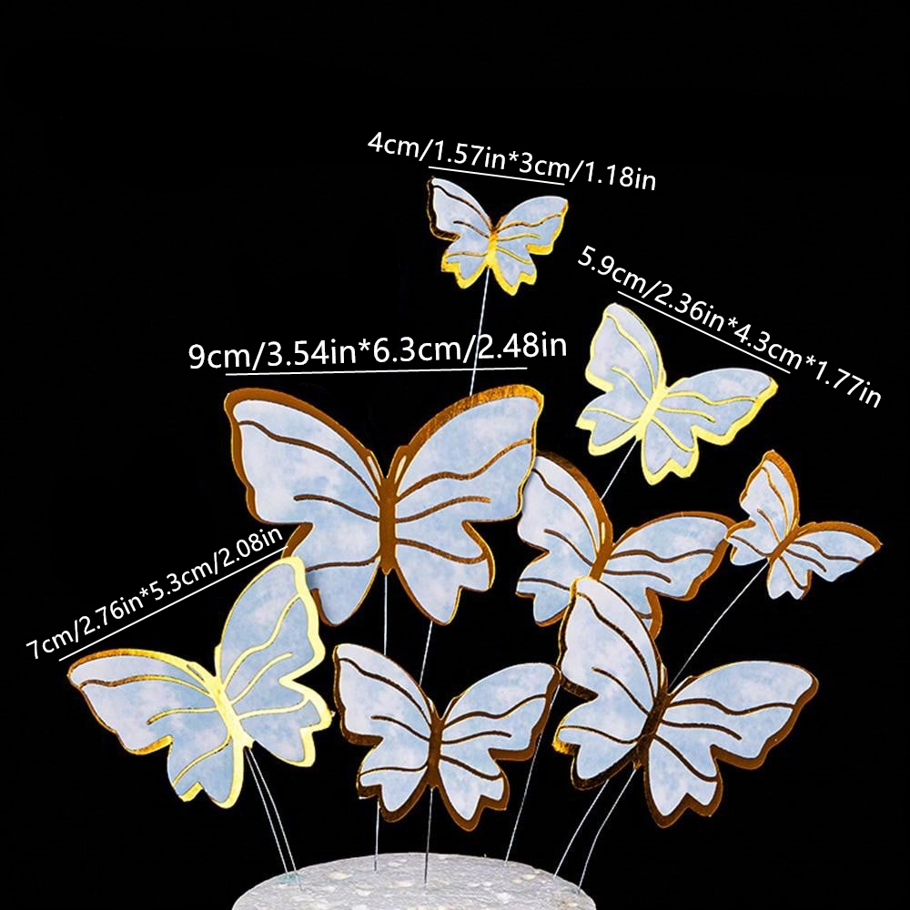 50 Uds. De decoración para tarta de mariposa rosa, azul y púrpura para el Día de San Valentín, boda, de cumpleaños, decoraciones para pasteles DIY: M / Color zafiro profundo