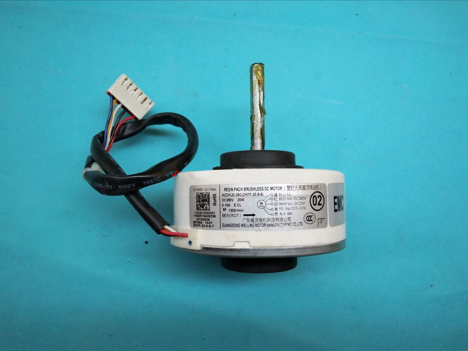 Motor de ventilador de CC para aire acondicionado de medios, piezas de reparación de 20W, WZDK20-38G(ZKFP-20-8-6), sin escobillas