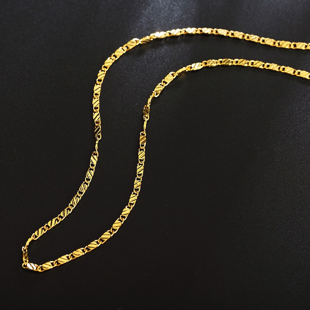 Cadenas de oro 18KGP para mujer, 2MM, 40/45/50, 55/60/65/70/75cm, collar, accesorios de joyería, cadena de oro para dijes, colgantes para hombre