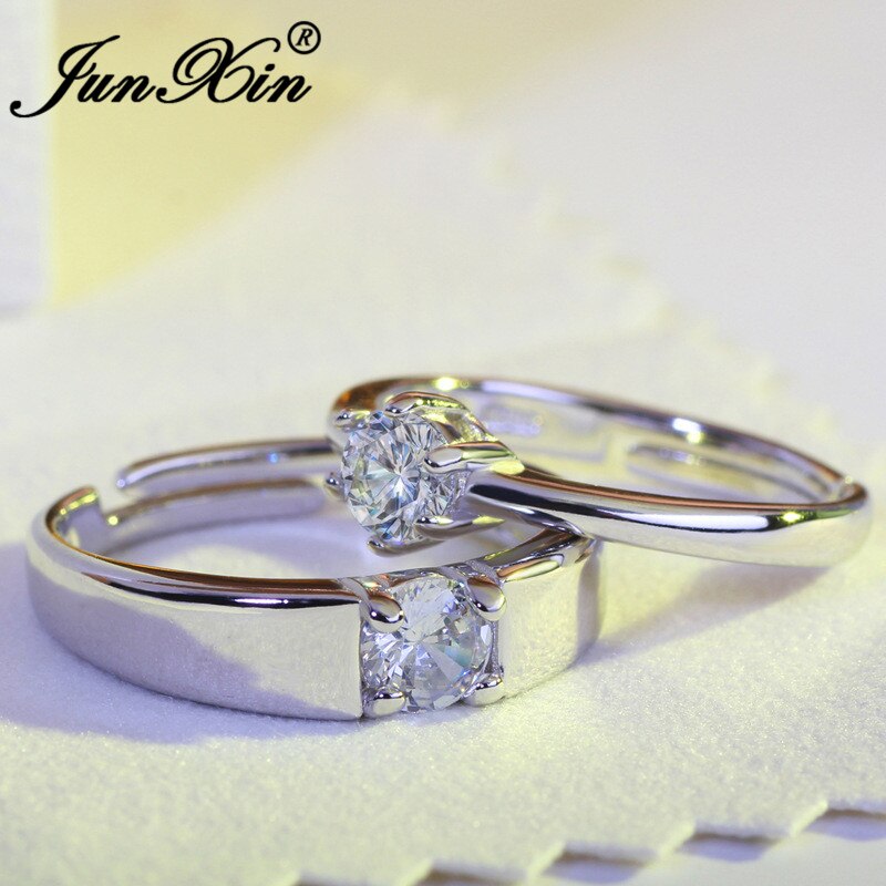 JUNXIN 8 Stil Engagement Paar Ringe Für Frauen Männer Einfache Crown Herz Verstellbaren Ring Hochzeit Schmuck Beste: 01