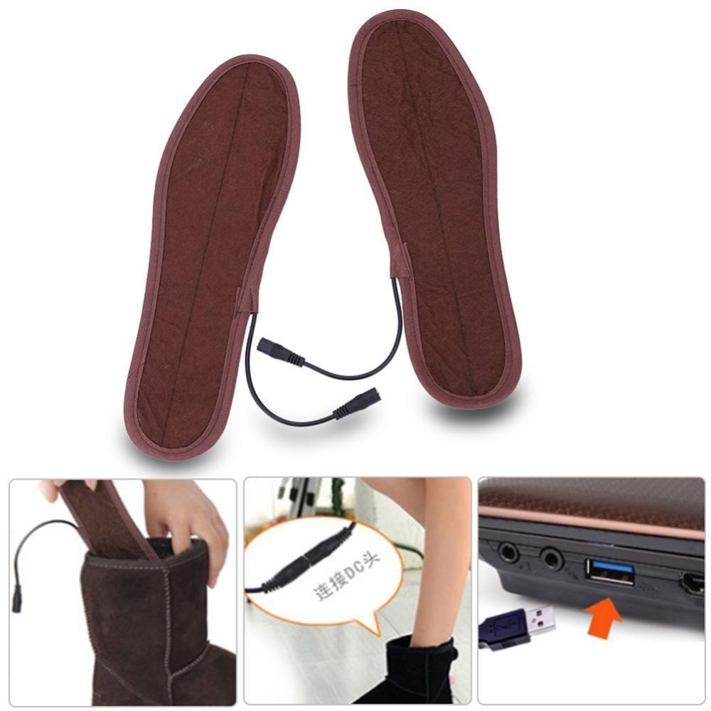 USB Elektrische Aangedreven Pluche Bont Verwarming Inlegzolen Winter Warm Houden Binnenzool Verwarmde Binnenzool Winter Warm Houden skiën Sok Outdoor