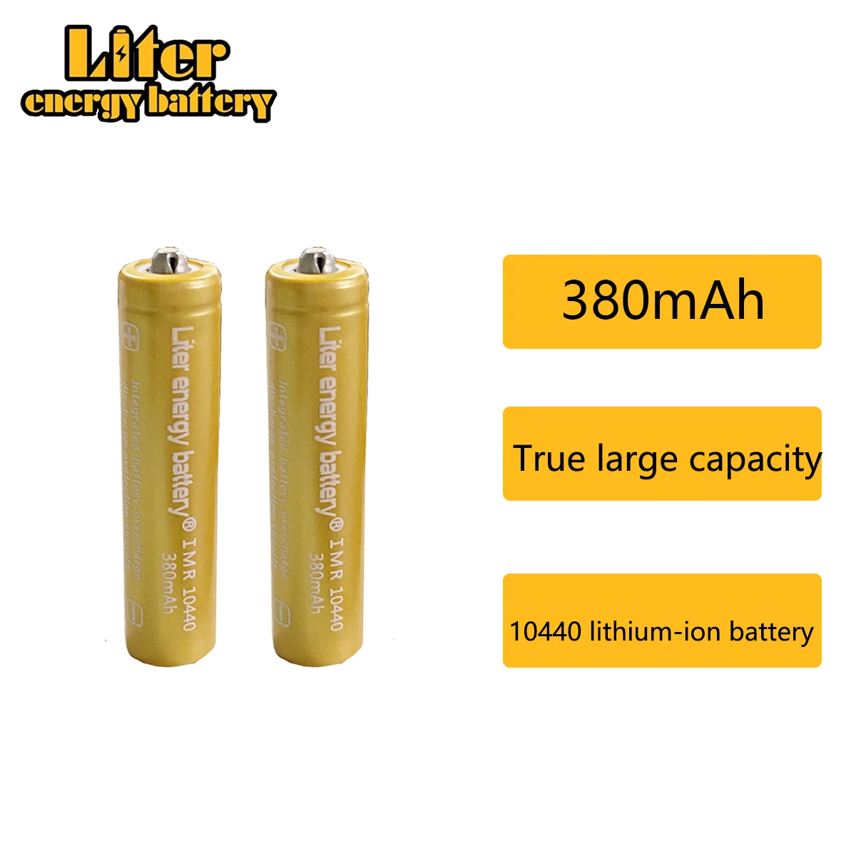 Liter energy battery 3.7V 380mAh High Capacity 10440 Li-ion Rechargeable Battery for LED Flashlights Headlamps