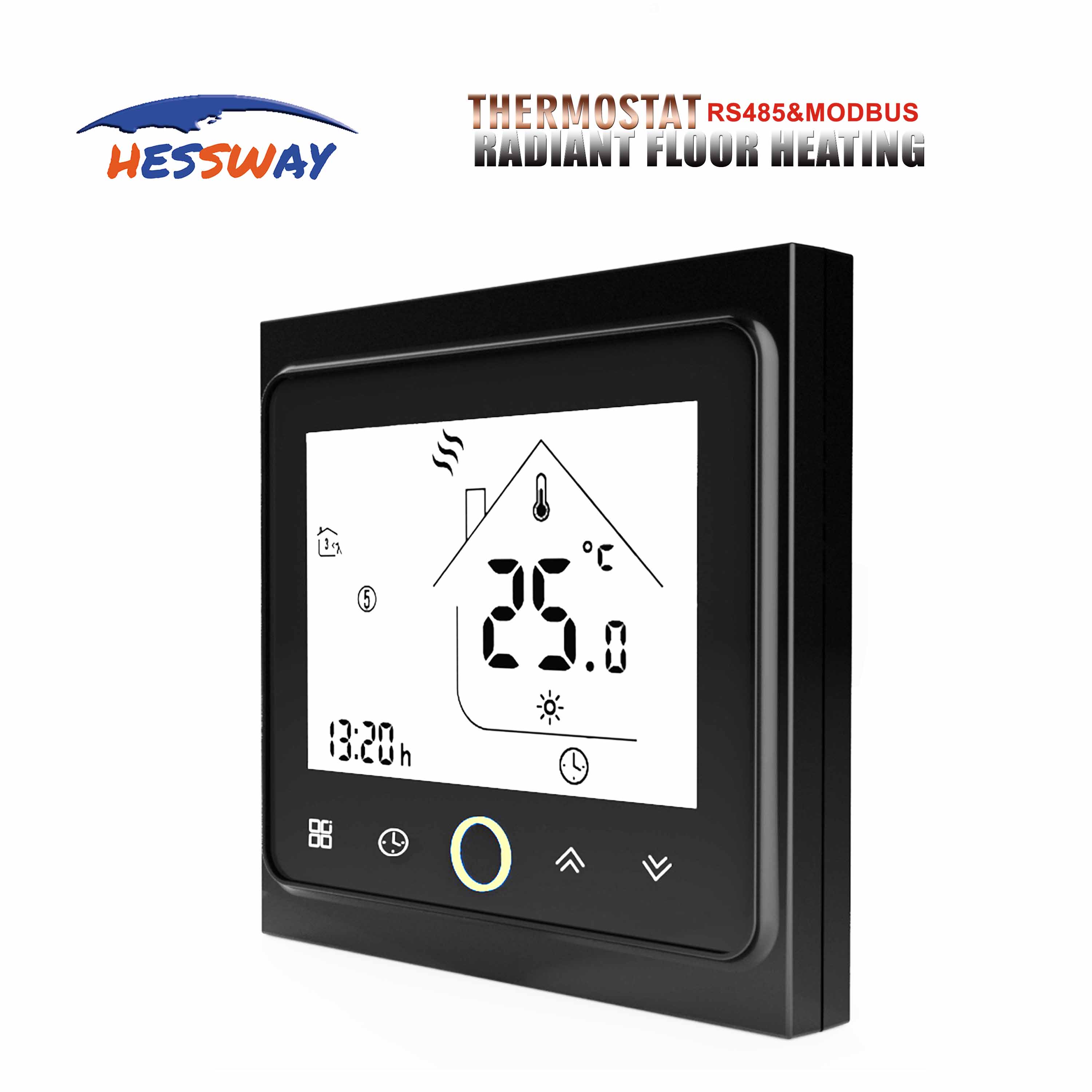 Hessway fjärrkontroll temperaturkontroll touch termostat  rs485 & modbus för vattenvärme/radiatorventil