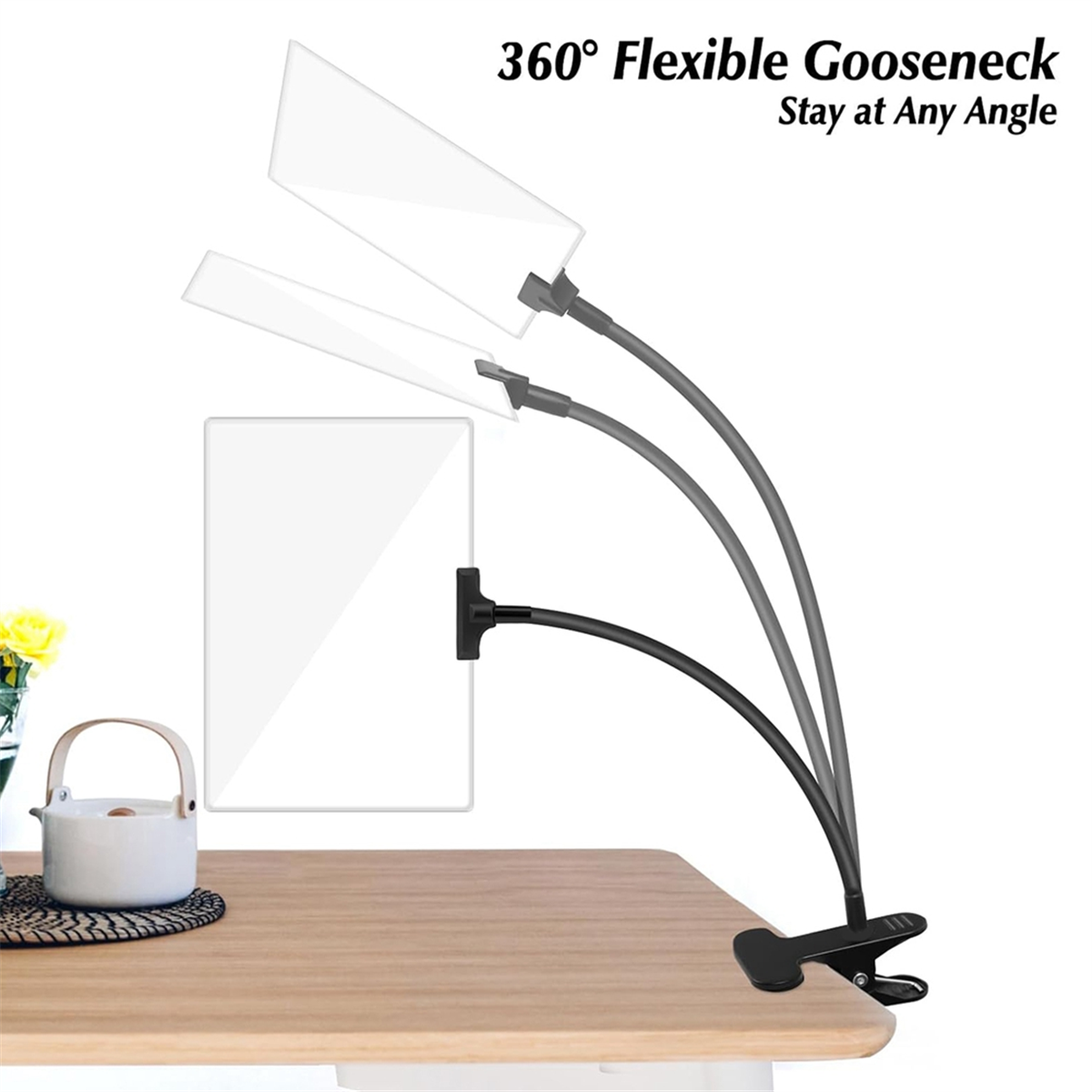 5x Vergrootglas Met Clip, 6X3.5 Inch Vergrootglas Met Klem Verstelbare Flexibele Zwanenhals, Clip Op Vergrootglas