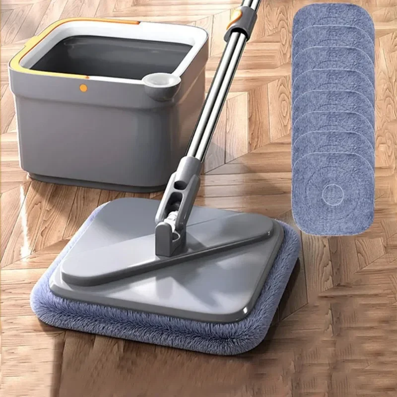 Handfreier faul quetschen Dreh Mopp mit Eimer, automatischer Bodenwischer, Nano-Mikrofasertuch, selbstreinigender quadratischer Mopp
