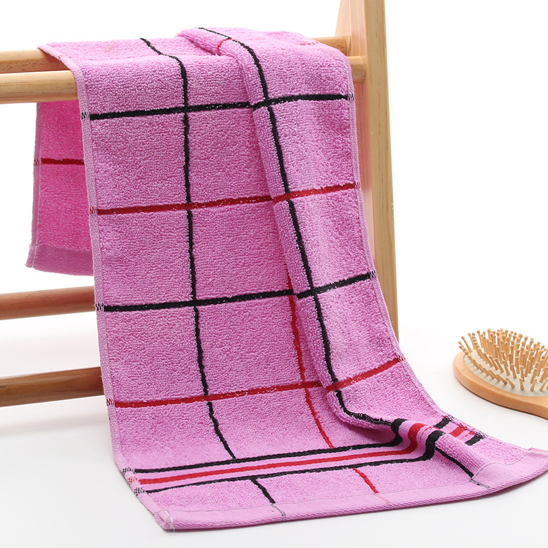 Toalla de algodón 100% con patrón de rayas, toalla suave y transpirable, absorbente, para baño y parejas de adultos, 34x74cm: Fuchsia