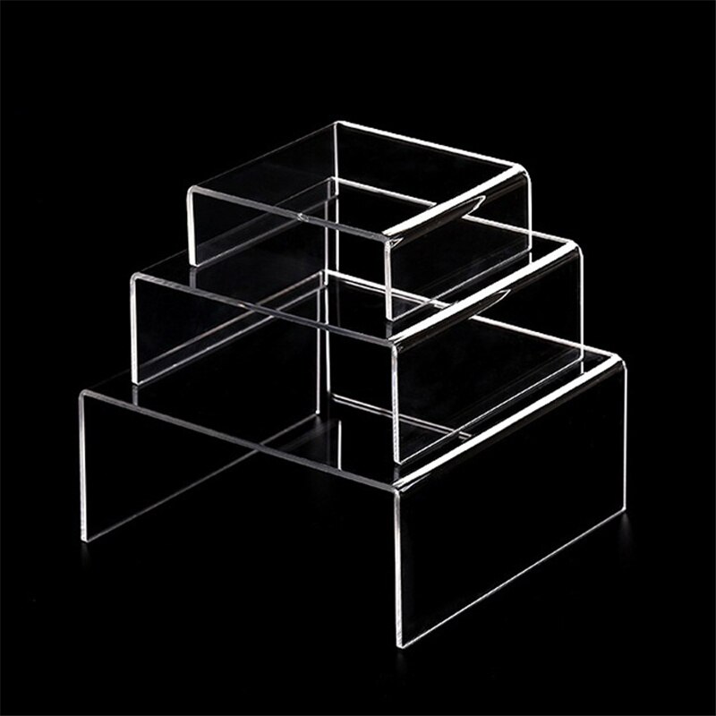 3Mm Acrylic U-Shaped Transparent Display Rack Stand Counter Bracket Tray Shelf Cosmetics Organization Clear Showcase Cup Cake