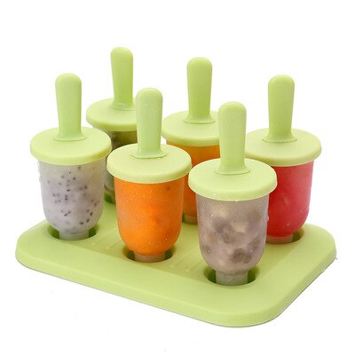 6 Cells Round Shape Summer Accessories Food Grade Lolly Mould DIY Ice Cream Maker Popsicle Molds Dessert Molds Kitchen Tools: 04