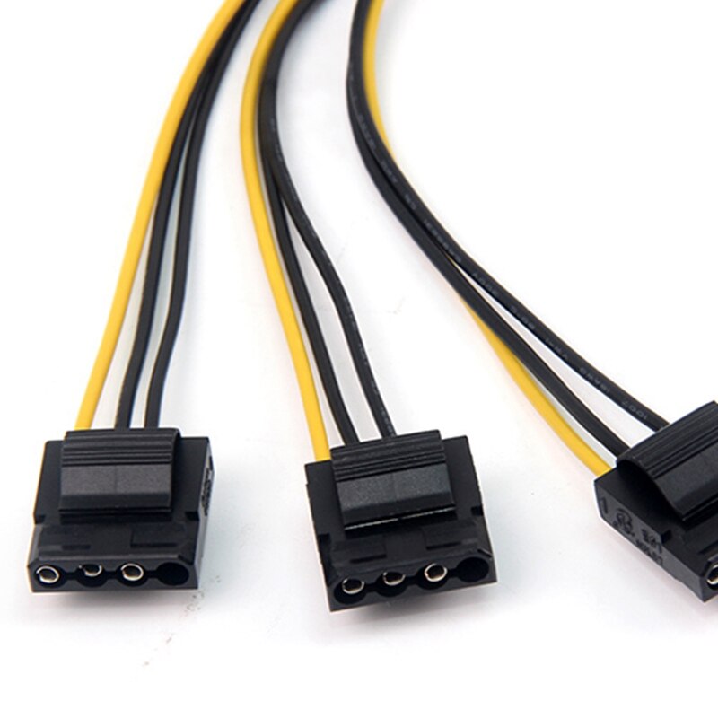 6 Pin IDE Molex 1 to 3 Port 4Pin Power Splitter Extension Cable Power Supply Connector Cable 18AWG Wire for PC