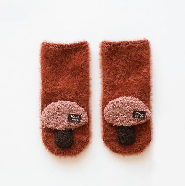 Chaussettes unisexes pour bébés filles | , motif de lapin étoile de mer, en coton doux, et confortable, vêtements d'hiver pour enfants, calcetines: brown mushroom / 12M