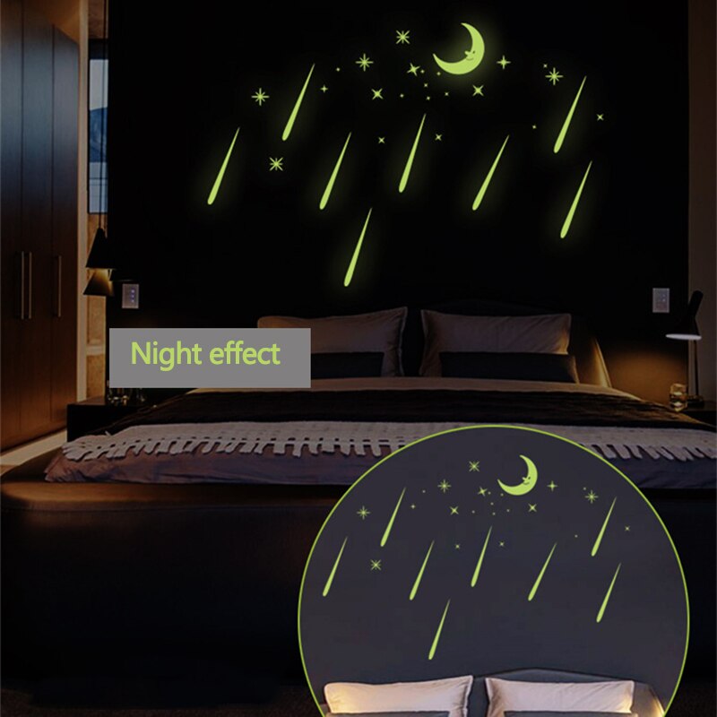 Luminous Star Moon DIY Sticker Toys Stars Moon Meteor Shower Luminous Sticker Kids Bedroom Dress Up Meteor Rain For Infant