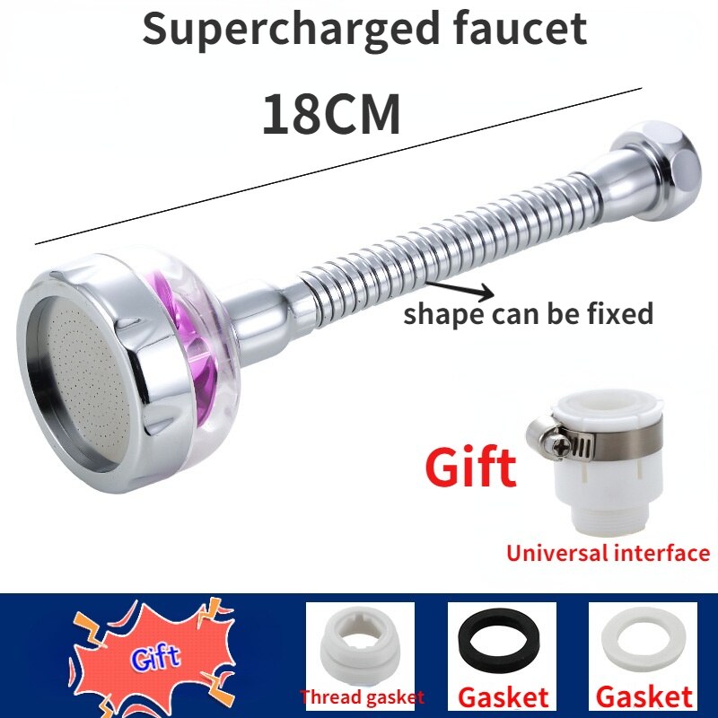 360 ° Rotatie Keukenkraan Badkamer Kraan Beluchter Waterbesparing Hoge Druk Nozzle Tap Adapter Badkamer Sink Spray Douche: 18cm purple