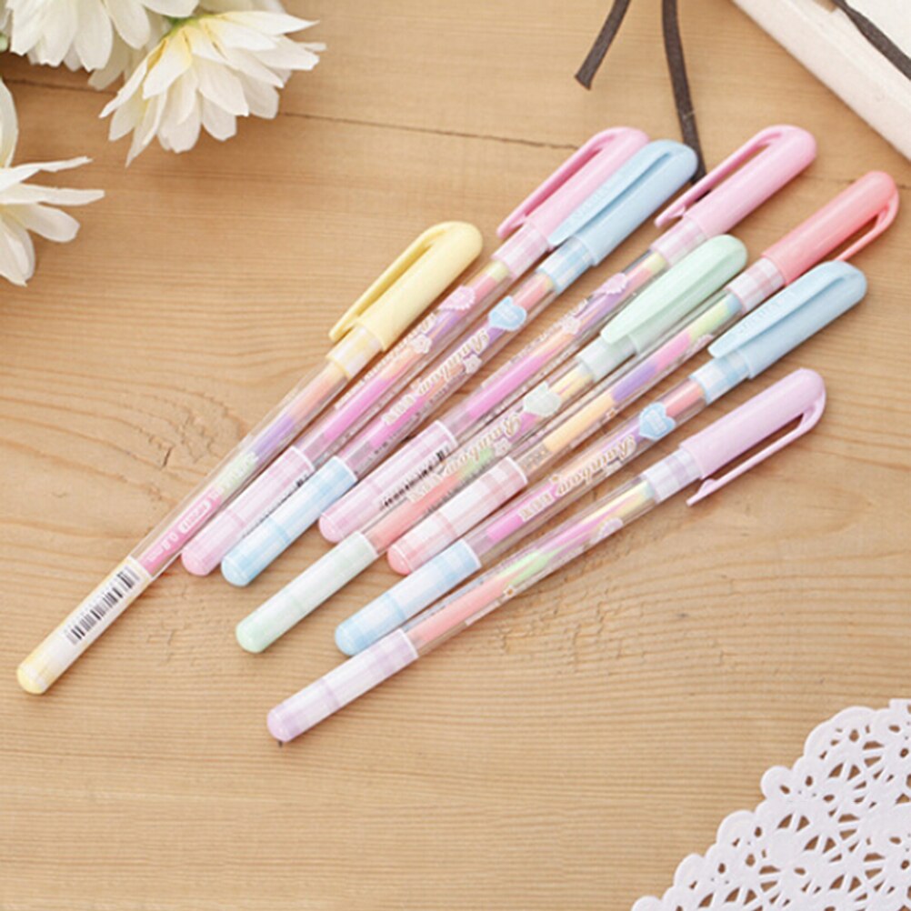 0.8mm 6 Color Change Pen Paper Fluorescent Paint Pens Pencils Writing Markers Highlighter Pens Kids Painting
