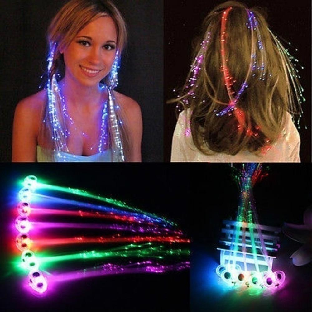 Luces LED trenzadas para niñas, fibra óptica luminosa, decoración de horquilla para de Halloween, Bar, decoraciones navideñas