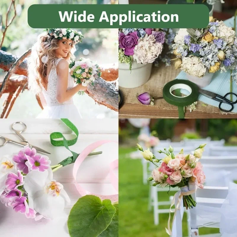 Bouquet Floral Stem Tape DIY Artificial Flowers Bouquets Tape Self-adhesive Wrapping Green Tape for Wedding Party Decor Supplies
