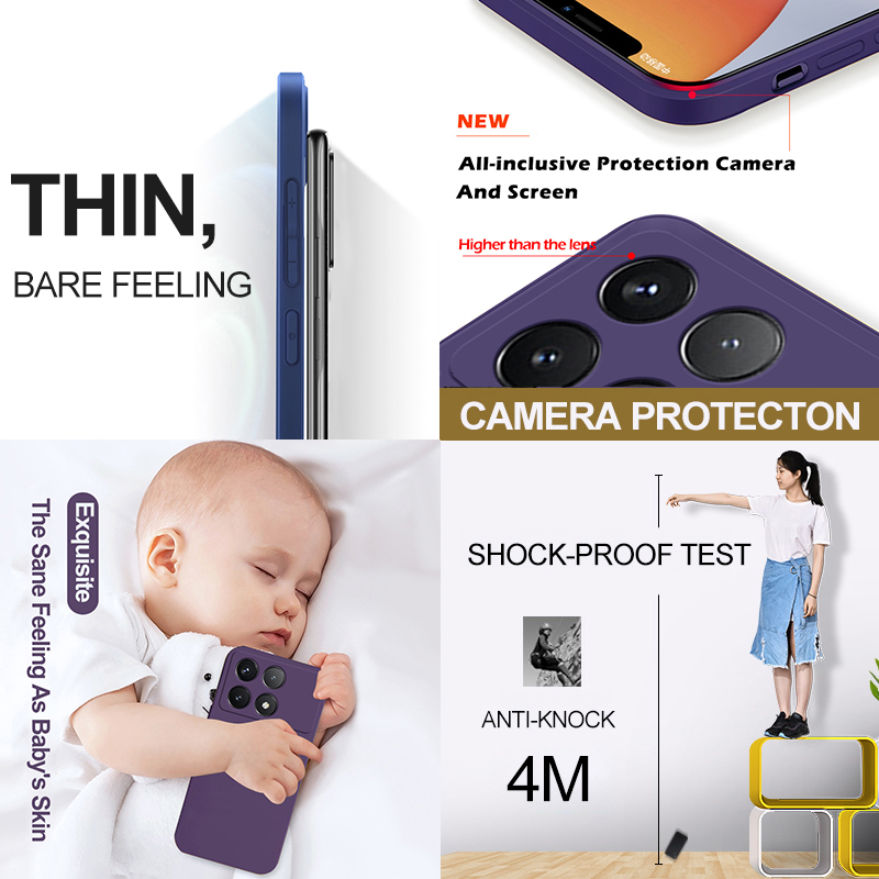 Coque souple en silicone liquide d'origine de luxe pour Xiaomi, couverture de téléphone, Poco X6 Pro, 5G