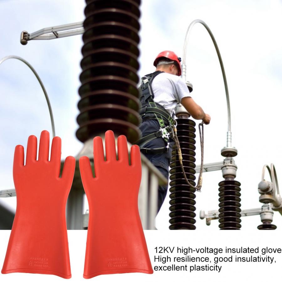 Guantes de protección eléctrica de seguridad impermeables con aislamiento de goma a prueba de alto voltaje de 12KV