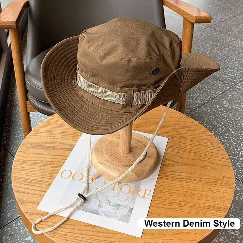 Sun Hats for Men Outdoor Fishing Cap Wide Brim Anti-UV Protection Women Bucket Hat Summer Hiking Fisherman Caps