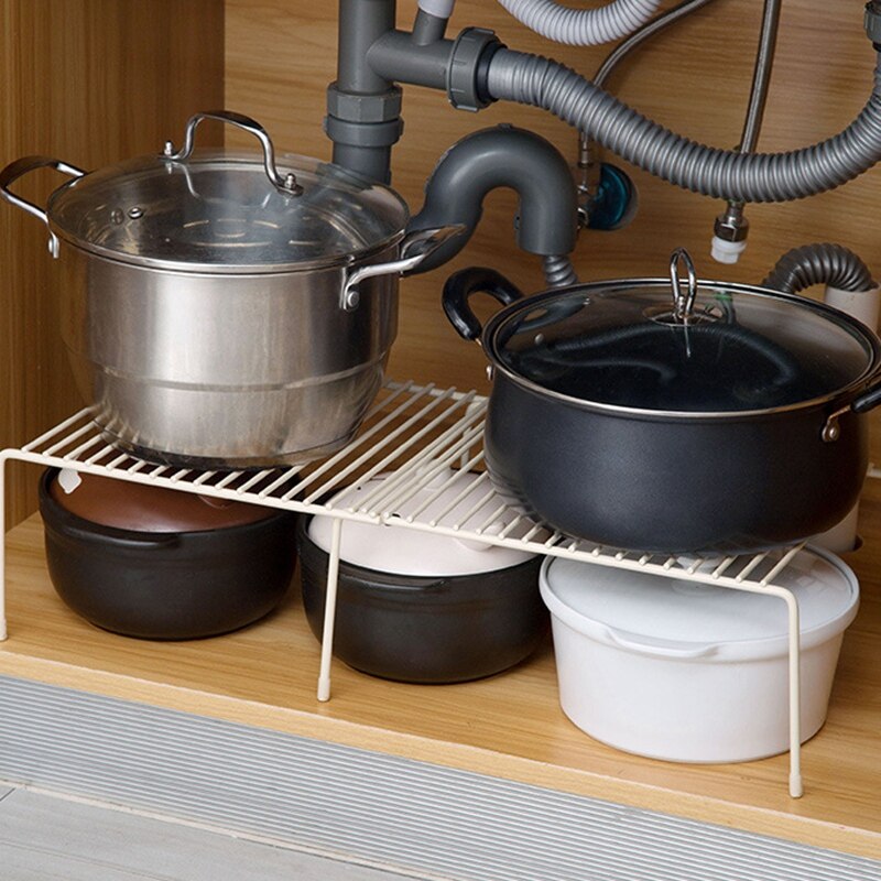 Expandable Cabinet Shelf Adjustable Kitchen Countertop Organizer Storage Rack for Dish Cookware Canned Food Mugs Cups