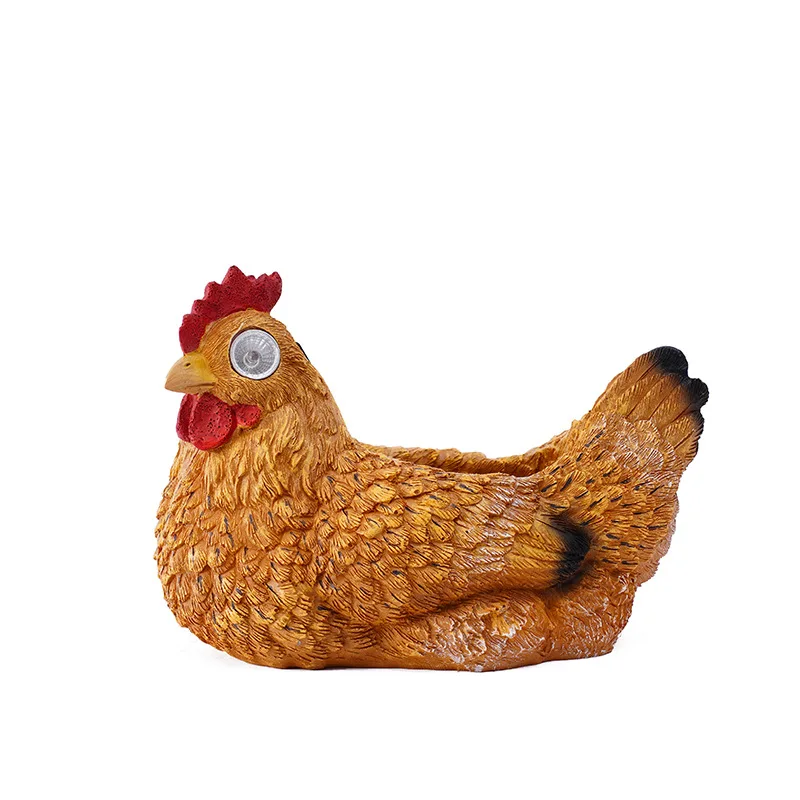 Pot de fleur viande de poule simulée, décoration de pelouse de jardin de cour, décoration extérieure de lumière solaire