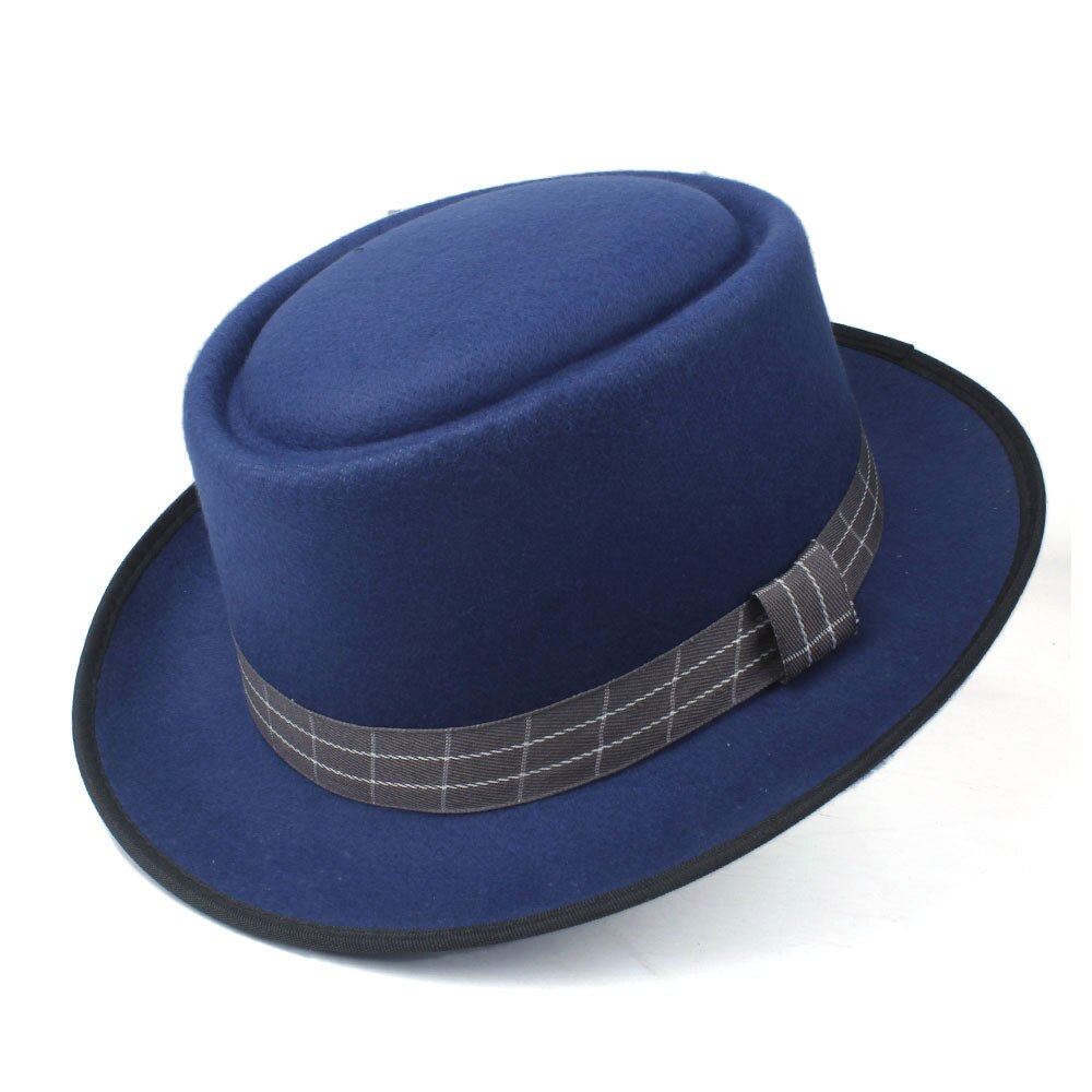 Men Women Pork Pie Hat Dad Wool Fedora Hat Trilby Hat Dance Party Hat: Blue
