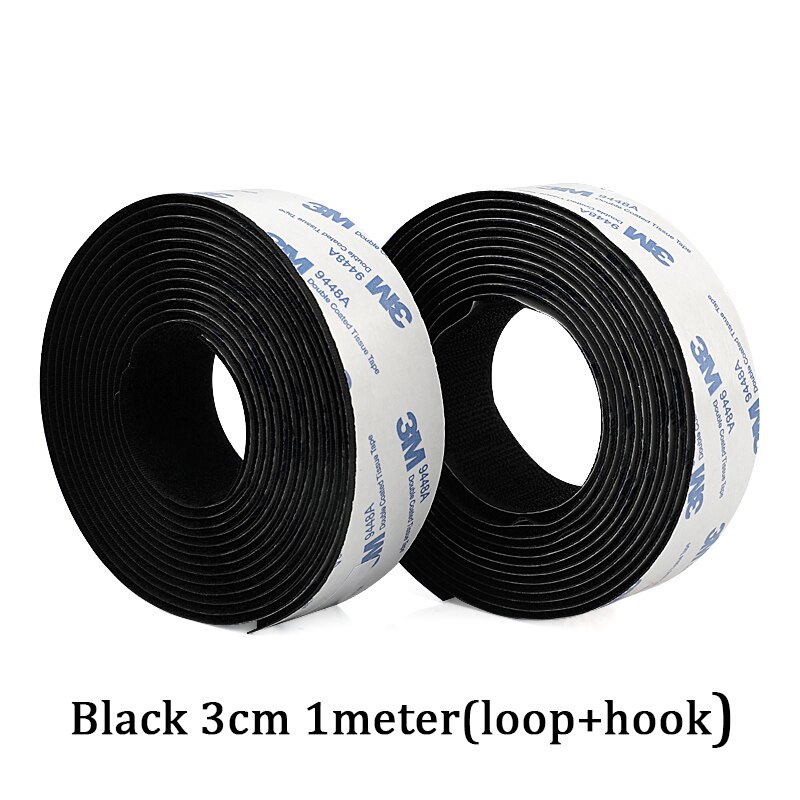 1Meter/Pairs Strong Self adhesive Hook and Loop Fastener Tape nylon sticker velcros adhesive with Glue for DIY 20/25/30/38/50mm: Black 3cm