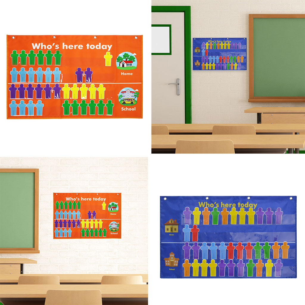 Attendance Pocket Chart Classroom Pocket Chart Sign in Hanging Bag Visual Pocket Who Is Here Today for Teacher