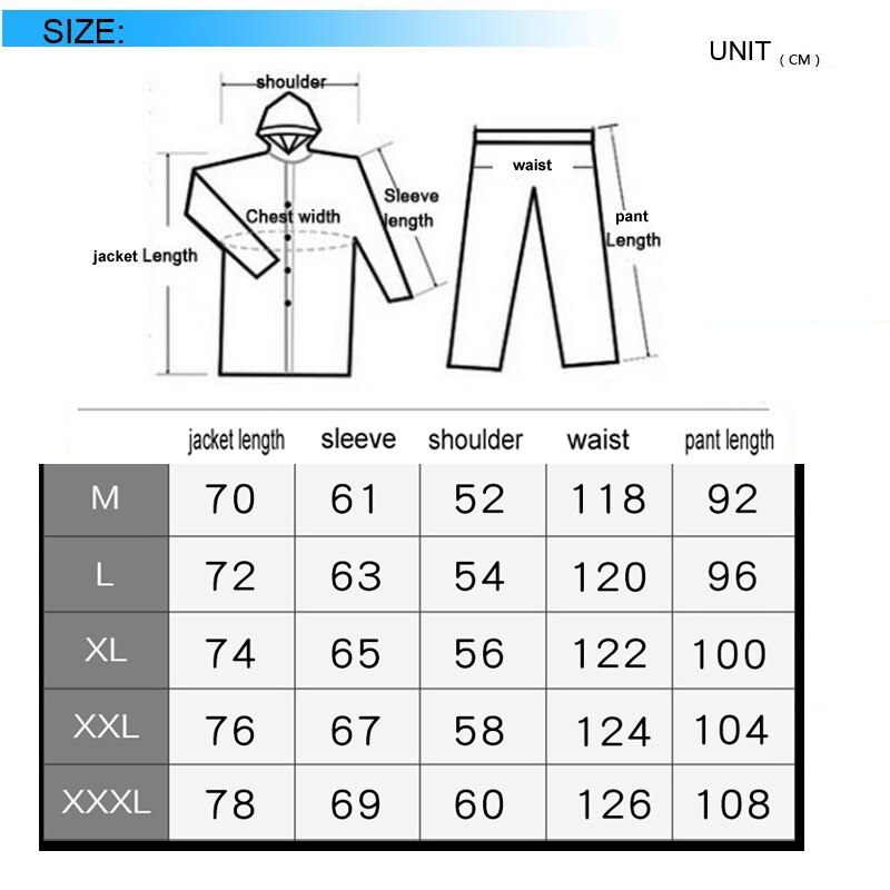 Raincoat Rain Pants Reflective Breathable Men Women Rain Coat Outdoor Waterproof Rain Gear Motorcycle Hooded Rainsuit