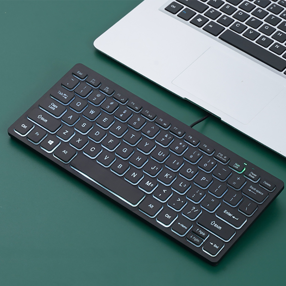 78 key Backlit Wired Keyboard Mini Small Laptop External Keyboard Portable Ultra-Slim Tablet Keyboard: Olive