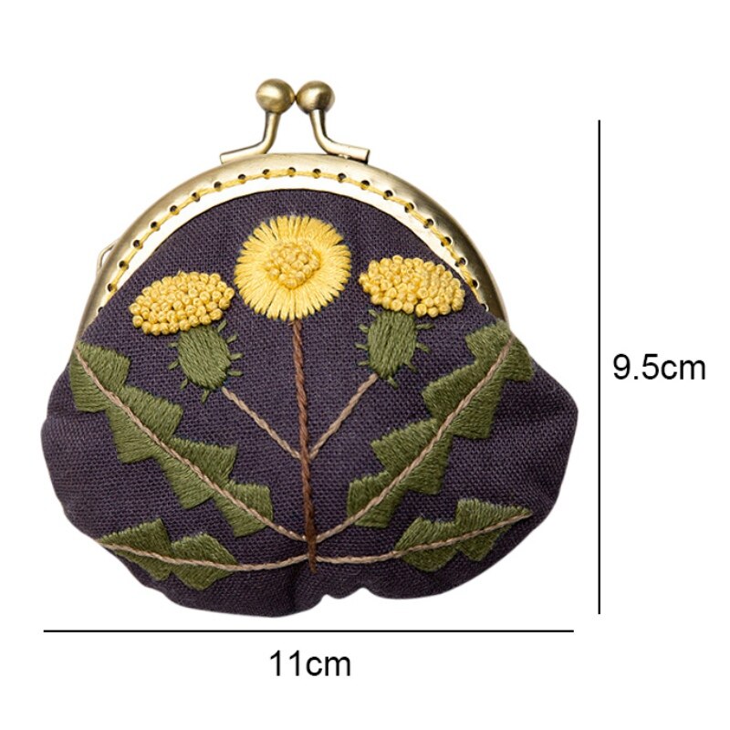 Handwork Crafts DIY Embroidery Coin Purse Cloth Material Package Embroidery Kit Flower Alone Handmade Cross Stitch kit: A8