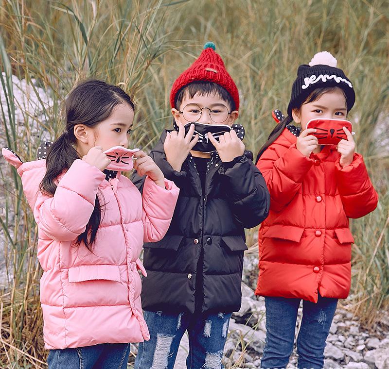 Kinderen Beneden Gewatteerde Jas Herfst Winter Lange Mouwen Cartoon Kleding Met Hooded Kid Warme Beneden Katoenen Jas uitloper