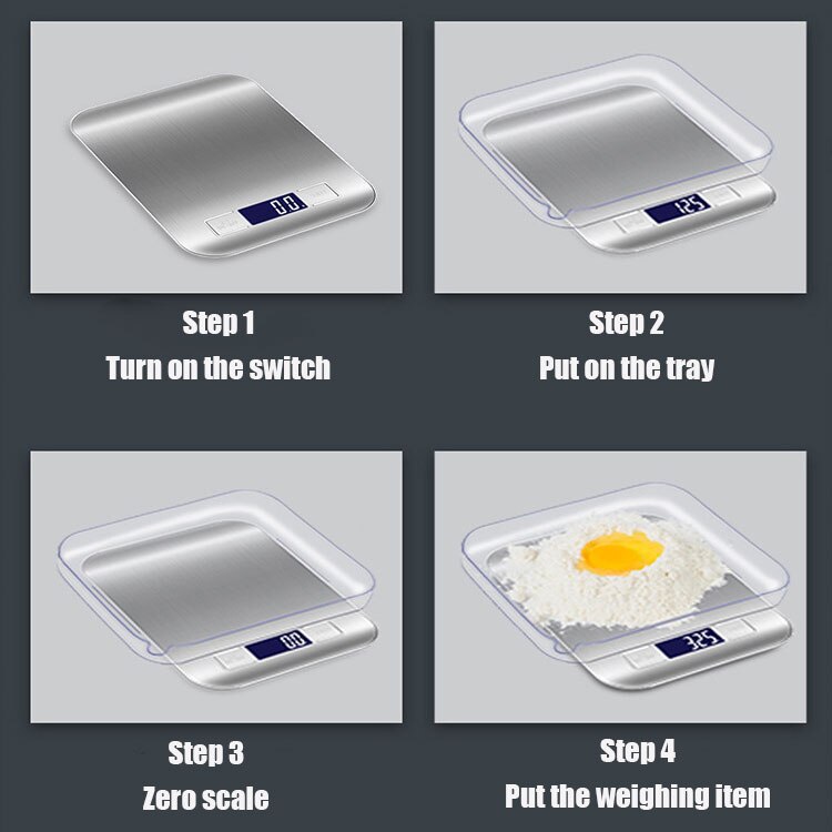 Stainless Steel Electronic Kitchen Scales Chargable Weight Scale Waterproof and Oil Gadget Sets Resistant Kitchen Accessories