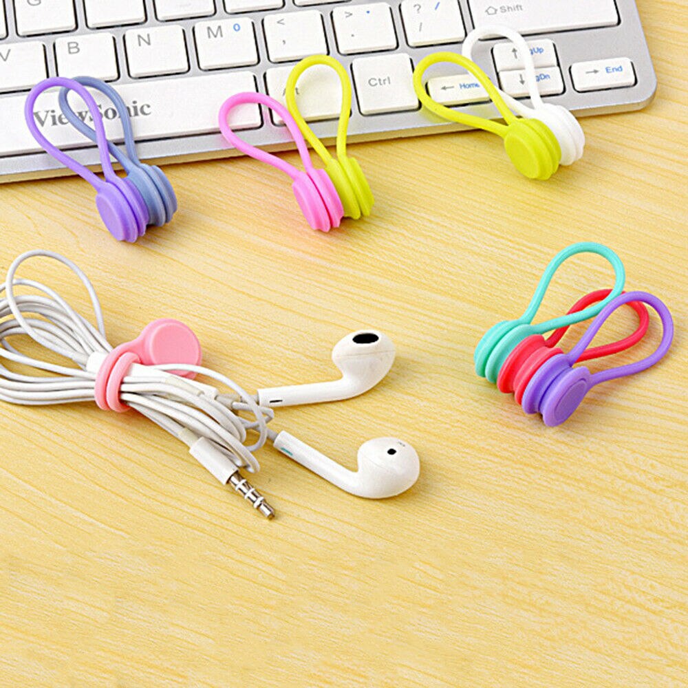 3 uds magnético corbata Cable organizador auriculares enrollador Cable auriculares Clip ser