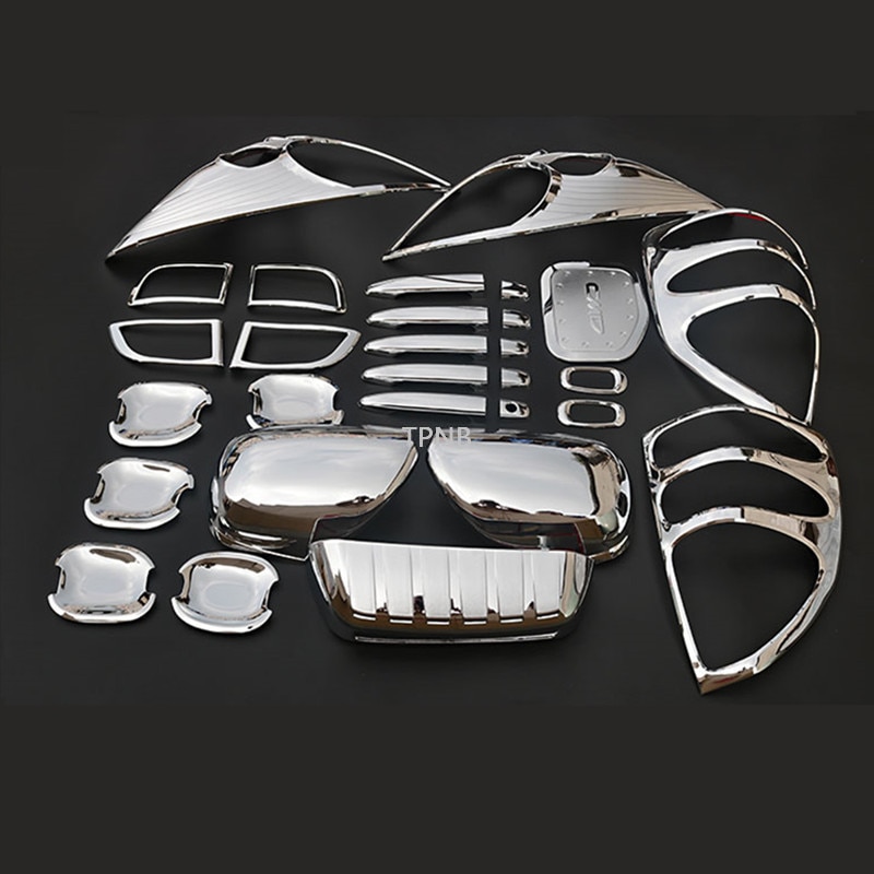 Para Toyota Land Cruiser Prado 120 J12 2003 2004 2005 2006 2007 ABS, accesorios de cubierta de ajuste Exterior cromado