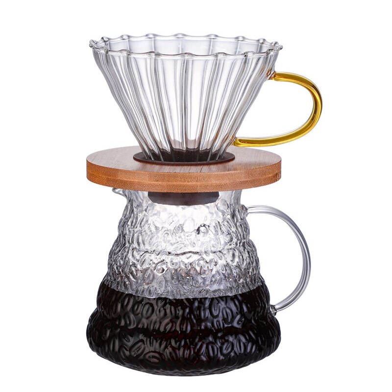 Coffee Bean Pot Heat-resistant Glass , 400ml 600ml Hand Flush Pot, Open Flame Direct-boiled High Borosilicate Glass Coffee: 400ml with filter